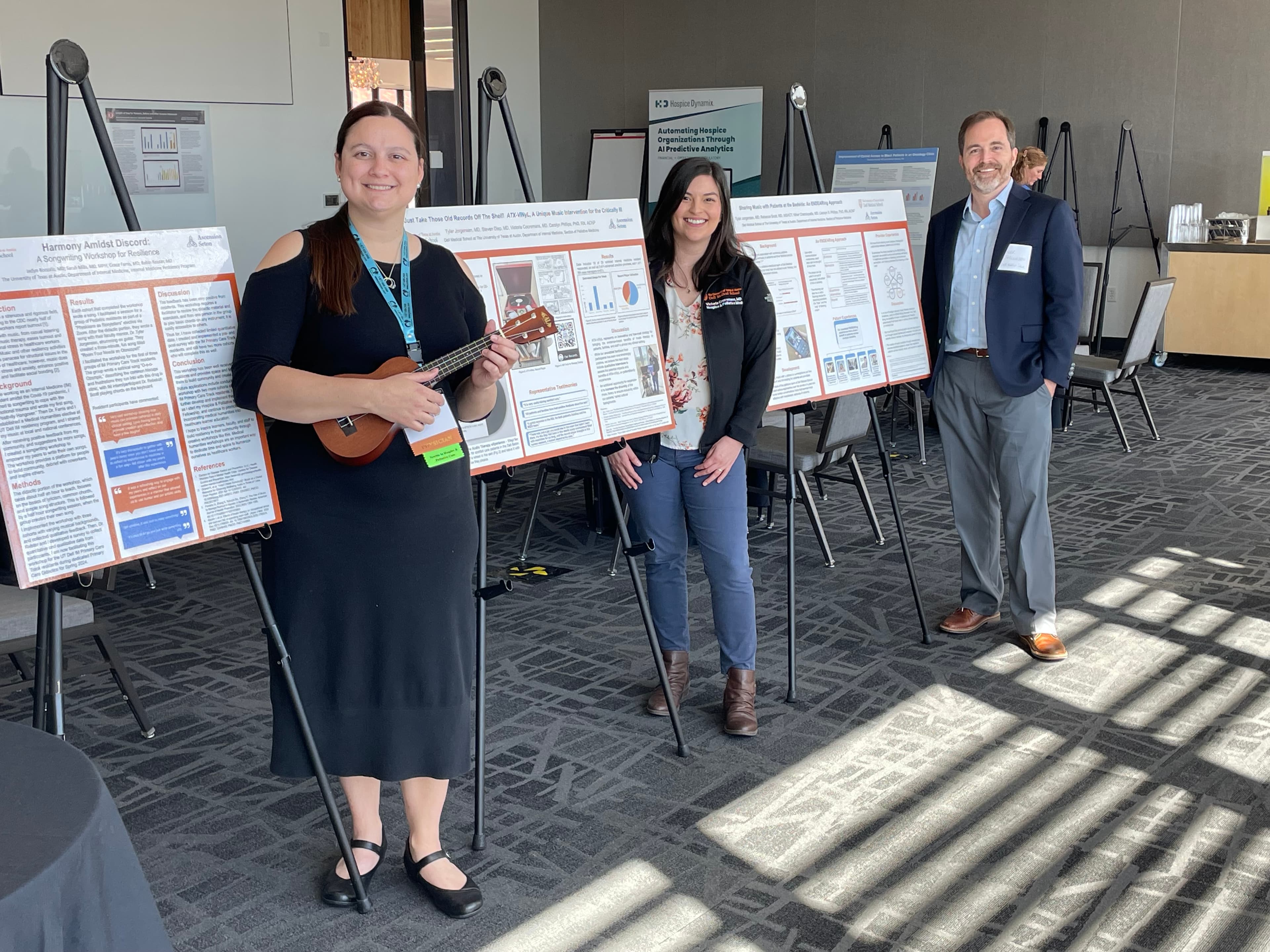 Music research presentation with ukulele