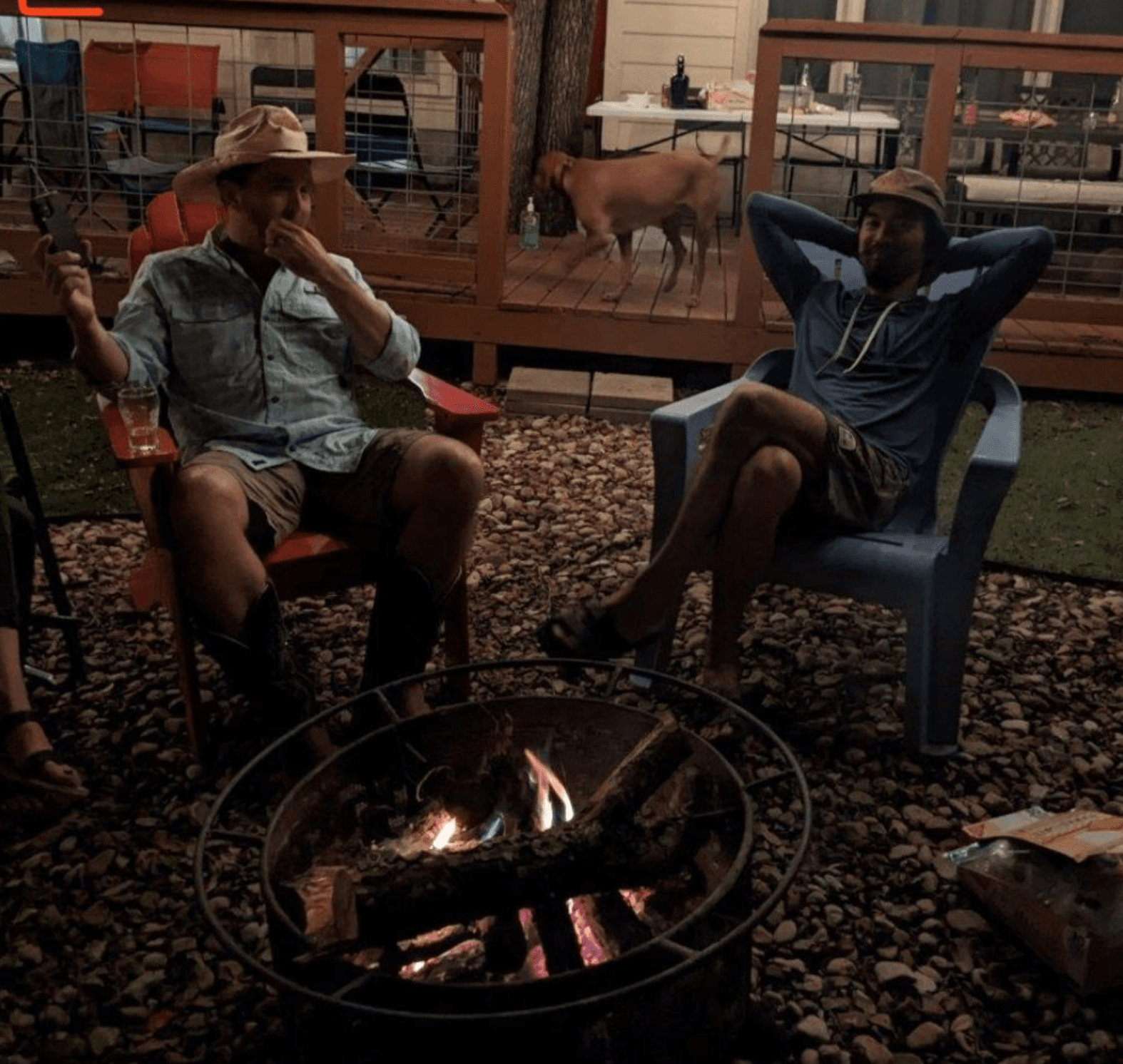 Campfire evening with friends